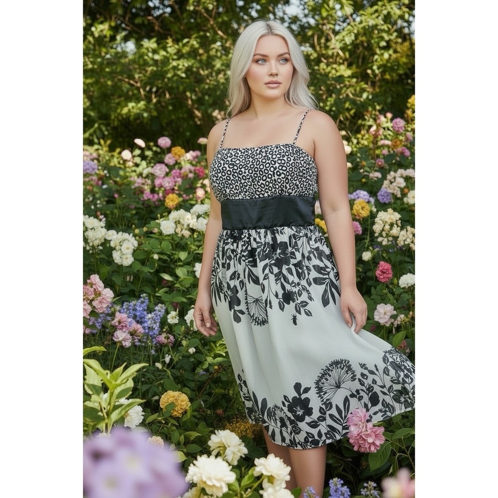 S.L. Fashion Women's Dress Size 16 X‎ Large Black White Fairy Support Halter XL